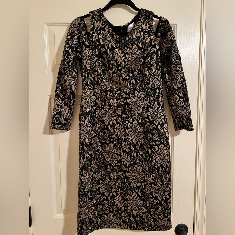 Eliza J Dresses | Metallic Short Cocktail Dress, Black/Gold